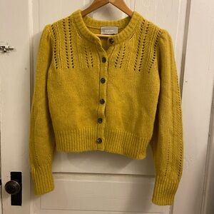 Chartreuse Everlane cropped sweater cardigan